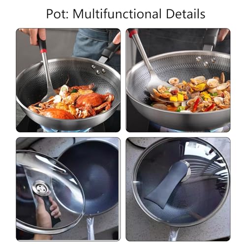 Wok de acero inoxidable con tapa blanca 14.17 in miniatura 7