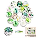 Mienno 16 Pack Greenery Refrigerator Magnets, Crystal Glass Magnets, Greenery Designs Decorative Fri