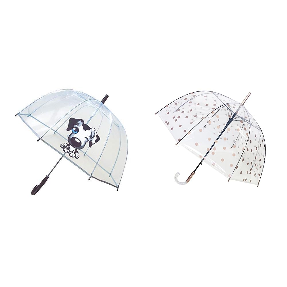 SMATI SMARTBULLE Parapluie Enfant Transparent Cloche - Bordure Fluorescente & SMARTBULLE Parapluie Long Transparent – forme Cloche ; Solide ; Ouverture automatique ; Diamètre=85cm