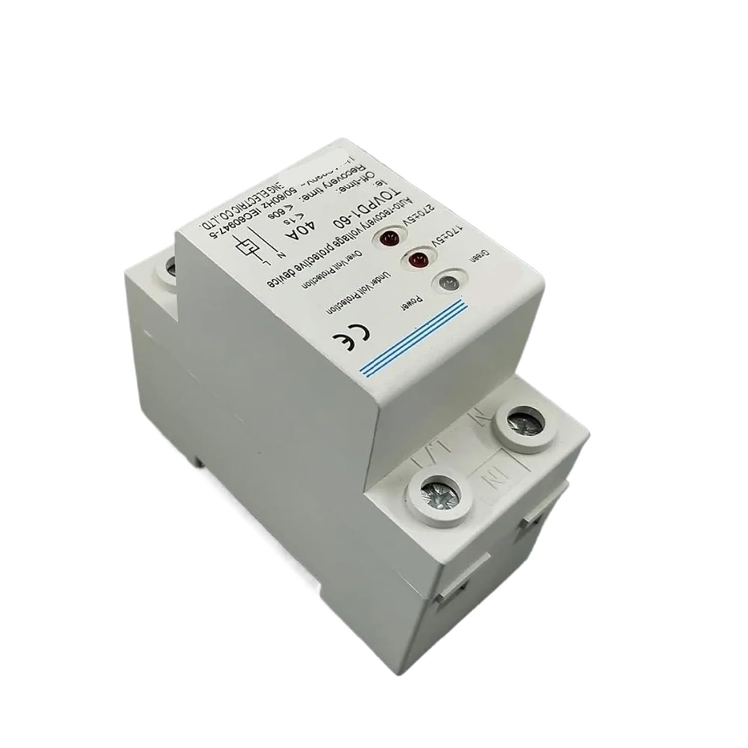 40A 230V Din Rail 3 LED Automatic Reconnect Over Voltage and Under Voltage Protective Device Protector Protection Relay 1Pcs