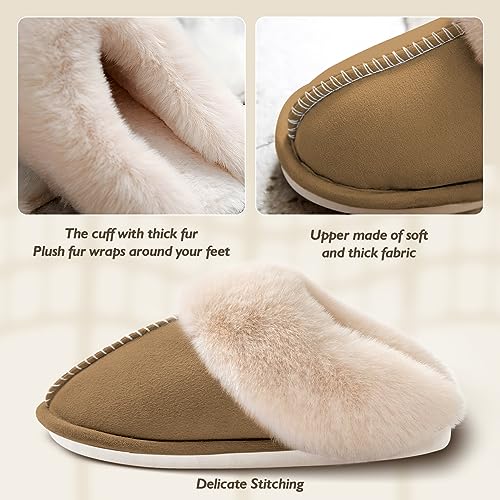 Image of Womens Slippers with Fluffy Fur Soft Memory Foam House Shoes, Christmas Gifts Christmas Slippers for Women Mom Grandma