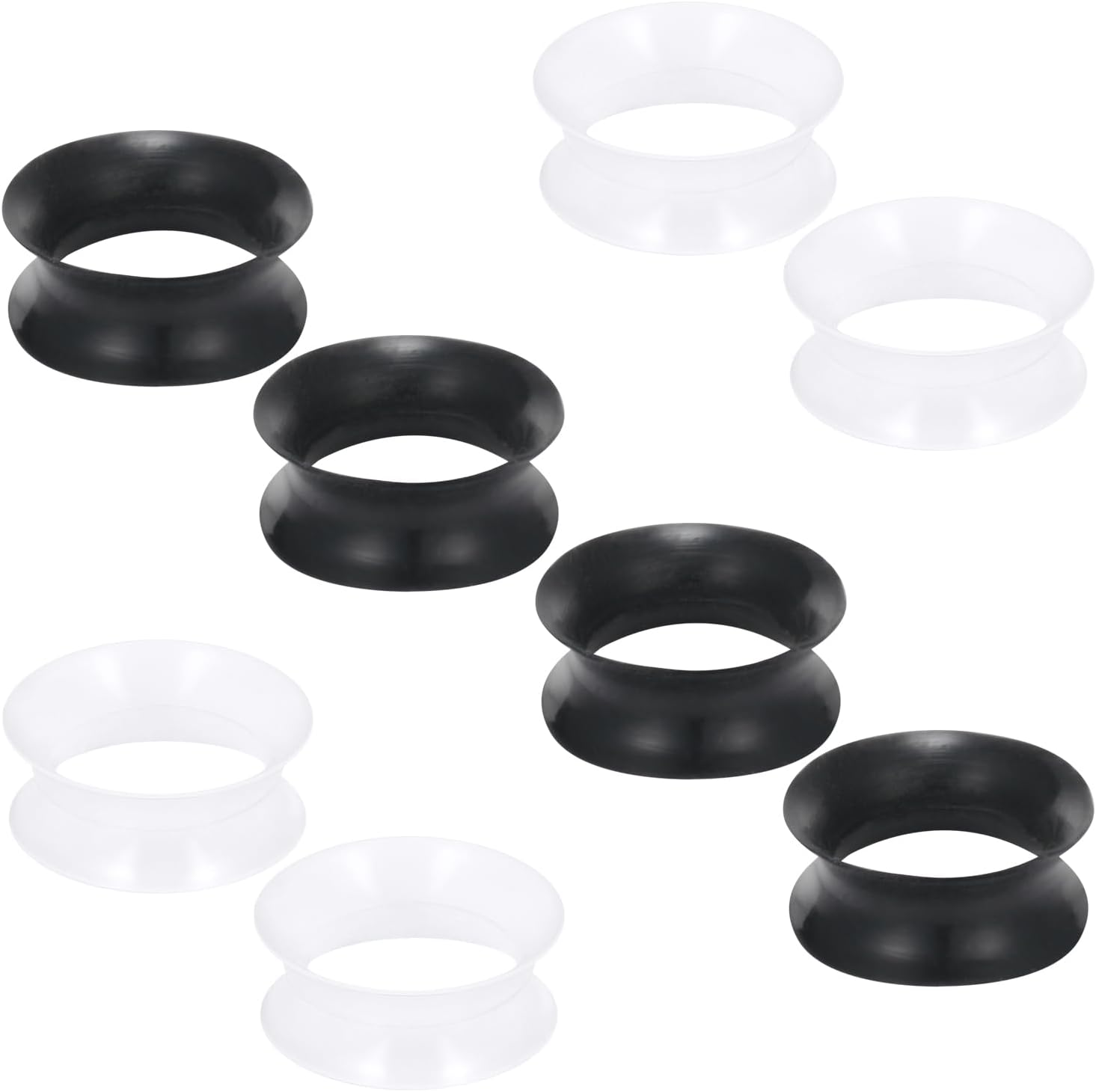 10G-50mm Black Clear Silicone Ear Gauges Tunnels Soft Rubber Ear Gauges Earrings Double Flared Flexible Tunnels Earrings for Women Men
