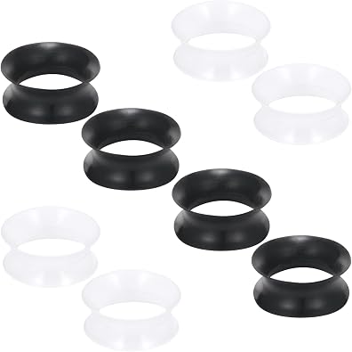 10G-50mm Black Clear Silicone Ear Gauges Tunnels Soft Rubber Ear Gauges Earrings Double Flared Flexible Tunnels Earrings for Women Men