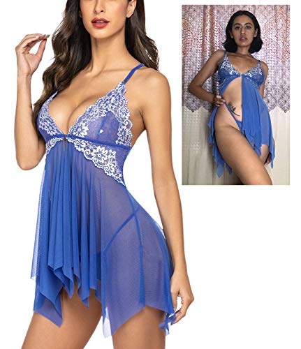 Image of Avidlove Women Lace Lingerie Front Closure Babydoll V Neck Nightwear Sexy Chemise Nightie