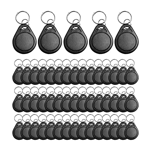 50 portachiavi scrivibili RFID di prossimità da 125 kHz, colore nero, T5577, portachiavi RFID riscrivibili, tag token NFC utilizzati per copiare/clonare la carta