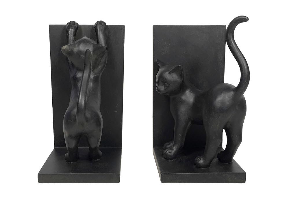 Buchstütze Katzen 2 Stück Buchständer Buchhalter Schwarz