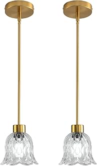 Pendant Lamp with Glass Shade, Modern Antique Brass Pendant Lights,Hanging Light Vintage Glass Shade, Island Light Pendant Light Fixture for Bedroom Living Room Kitchen