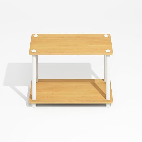 Miniatura 6 de Furinno Turn-N-Tube - Mesa auxiliar de 2 niveles con estante abierto, mesa de noche de montaje sin herramientas, mesa de noche, para sala de estar,