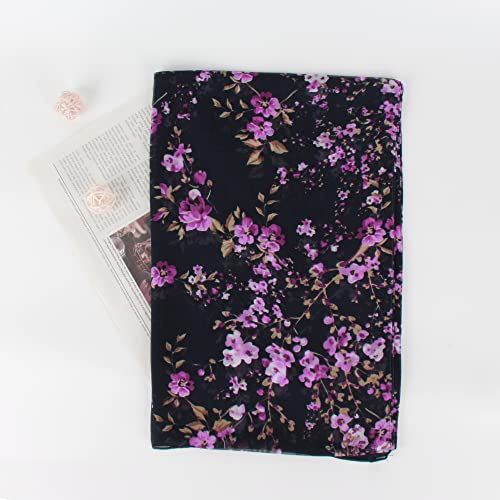 Women Fashion Flowers Print Scarves Lightweight Scarves Wraps Spring Fall Winter Summer Shawl Silk Feel Floral Scarf3