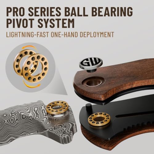 Image of GOOD WORKER Pocket Knife - Smooth Ball Bearing Pivot - Guibourtia Wood Handle - Elegant Gift-Ready EDC Knife with Deep Carry Clip, Legal in All States - Gifts for Men, Women - 6700 D