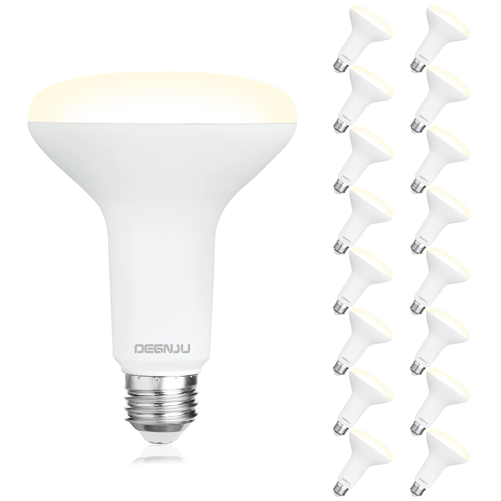 DEGNJU 16 Pack BR30 LED Bulb, Dimmable Indoor Flood Lights 7W Equivalent 65W 3000K Warm White, CRI80, 650 LM, E26 Base, 15000 Lifetime Hours, Interior Energy Saving Recessed Light Bulb, Flicker-Free