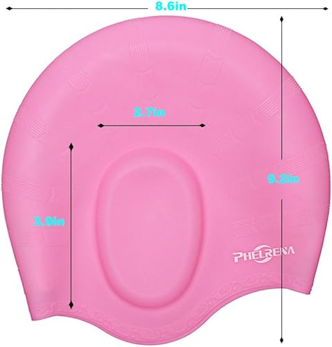 Miniatura 6 de Phelrena - Gorro de natación impermeable de silicona de primera calidad para cabello largo y sólido, flexible, reversible para adultos, niños,
