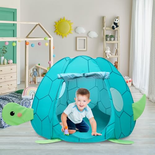 CRAWLBO Kids Play Tent Pop up Tent Turtles Automatic Setup Play House Tent for Girls and Boys Outdoor and Indoor Patented (Turtle)