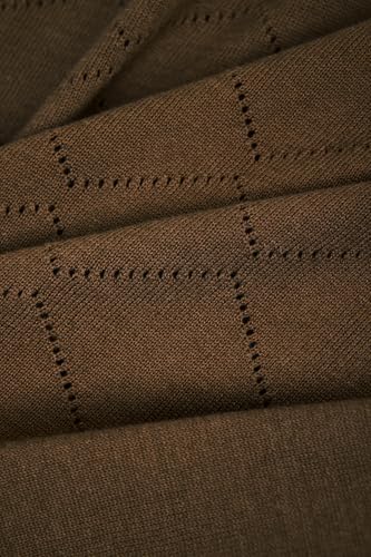 Image of SNITCH Men Knitted Polo T-Shirt | Geometric Pointelle Textured Knit & V-Placket Polo Collar | 100% Cotton Breathable Summer Knit, Casual Resort Wear