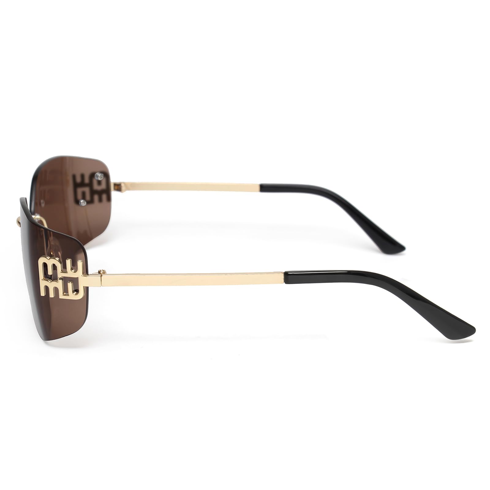 KENBO Futurystyczne okulary przeciwsłoneczne Y2K bez oprawek dla kobiet mężczyzn moda owijana wokół ramki modna tarcza bezramkowy design