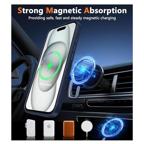 Image of iPhone 15 Plus Magsafe Hard Back Case | Matte Design & 360 Protection | Military-Grade Apple iPhone 15 Plus Cover | Strong Magnet Back - Blue
