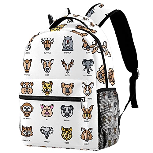 Sac à dos de voyage fille et garçon avec motif animalier et poche filet gourde