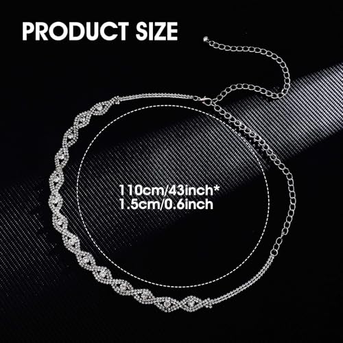 Rhinestone Belts for Women, Sparkly Silver Chain Belt, Fashion Chain Belt, Thin Belts, Large Size Beltss for Women Glitter Crystal Chains Beltss for Dresses2