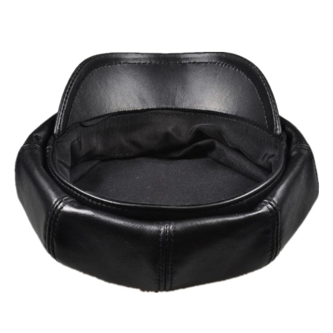 Gorra octogonal de piel auténtica para hombre y mujer, boina vintage para hombre y mujer
