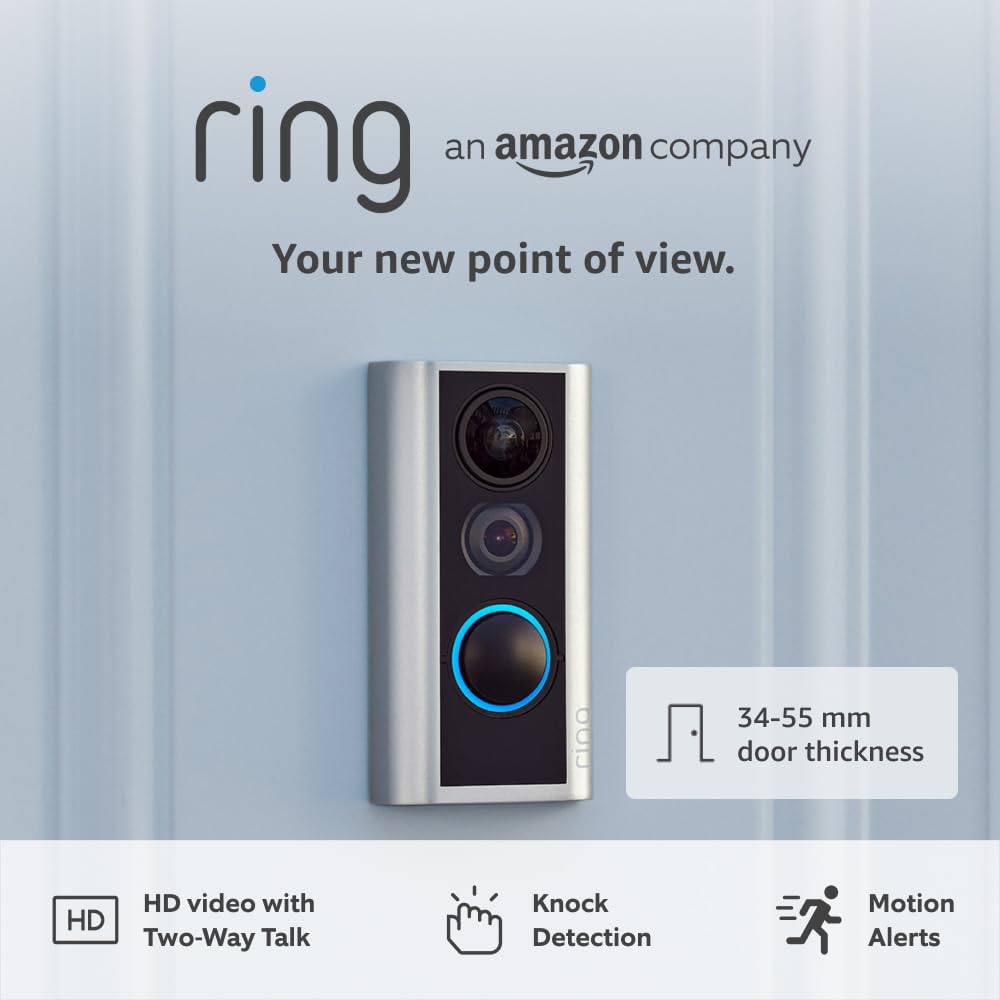 Ring Peephole Camera (Door View Cam) | 34–55mm door thickness (Recommended version) | Wireless Doorbell Security Camera with 1080p HD video, Wifi | 30-day free trial of Ring Subscription Plan