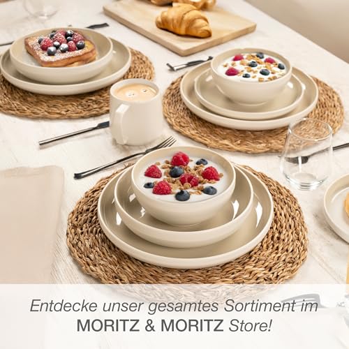 Moritz & Moritz CAVO Müslischalen 6er Sand - Stylisches und robustes Schalen Set aus Steinzeug für Müsli, Suppen & Salate - Spülmaschinenfest, mikrowellengeeignet, ideal für den täglichen Gebrauch