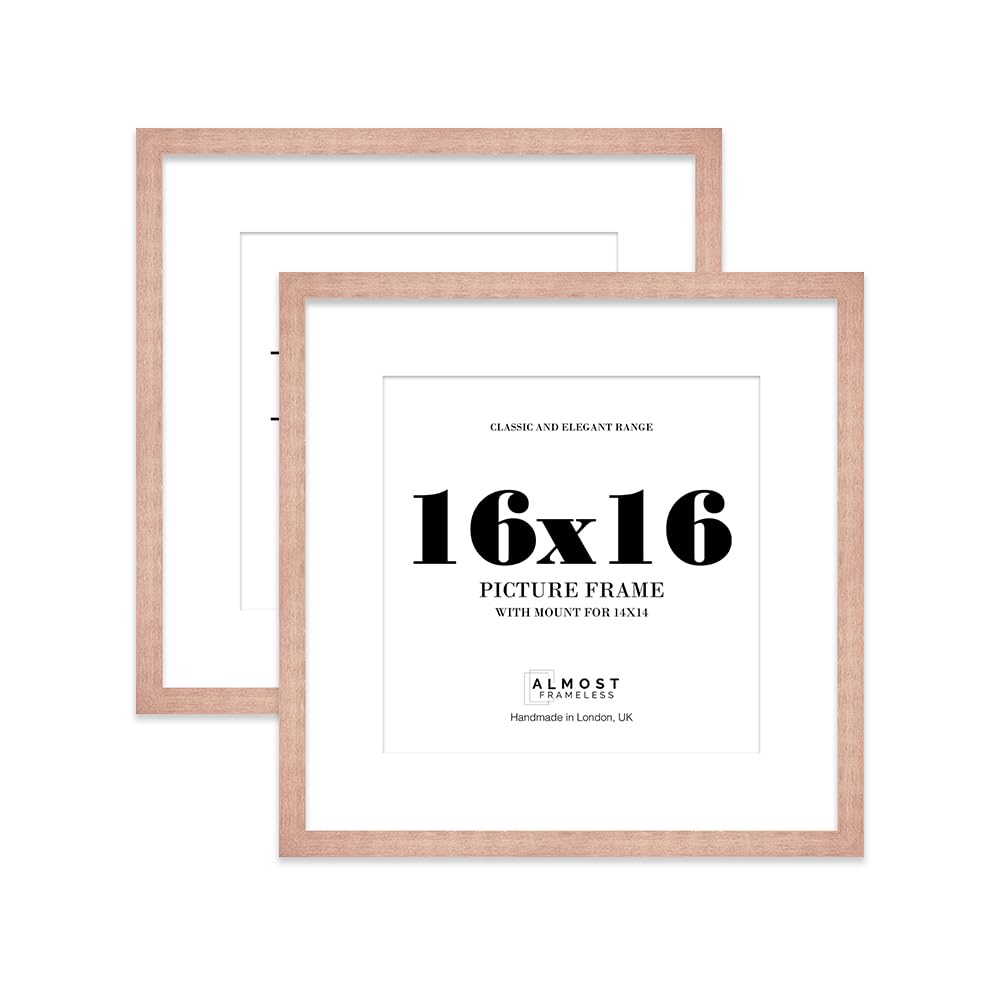 16x16 Bronze Picture Frame with Mount for 14x14 Photos, Prints - Modern Square Wall Frame, Set of 2
