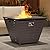 PaPaJet 32" Propane Fire Pit Table, 50,000 BTU Gas Fire Pit Table, Square Firepit Table with Lid and Lava Rock, Outdoor Propane Firepit for Garden, Backyard, Patio
