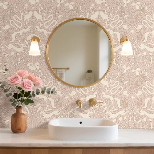 Papier peint rose repositionnable et imperméable en vinyle - 6