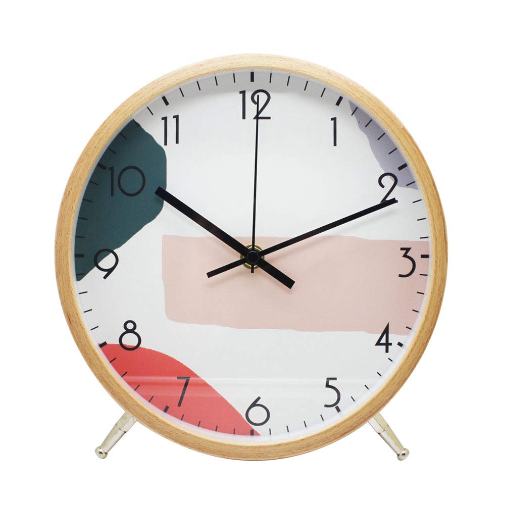 ALEENFOON Reloj de Pared de Cuarzo de Madera de 22 cm, Moderno, silencioso, sin tictac, Reloj de Pared de Madera, para Sala de Estar, Dormitorio, Oficina, Cocina, geometría