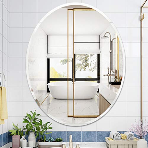Espejo Ovalado Grande sin Marco de 50x70 cm, Espejo de Pared de Vidrio HD con Ganchos Colgantes para baño, Maquillaje, Sala de Estar Cover