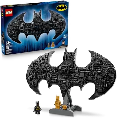 LEGO DC Batman: Batman Logo Building Toy - Super Hero Bedroom Decor for Kids, Boys & Girls, Ages 12+ - with Classic & Golden Minifigures - Gift Idea for Birthdays & Fans - 76330