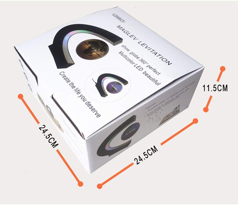 Geographical Globe, Levitating Floating World Map Globe with O Shape Base, Spinning Planet Earth Globe Ball Anti-Gravity with LED Light Lamp - Gift for Kids, Home Office Decor