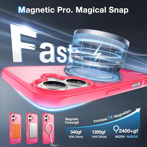 Coque iPhone 16 magnétique antichoc silicone rose béquille support de charge - 4