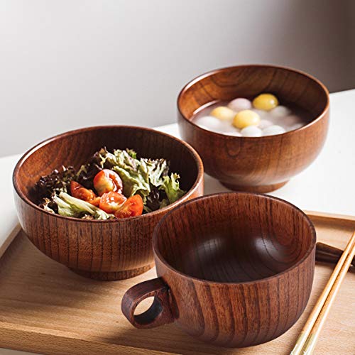 Tigela de madeira HEMOTON para cozinha, sobremesas, salada, macarrão, sopa, comida, arroz marrom, re