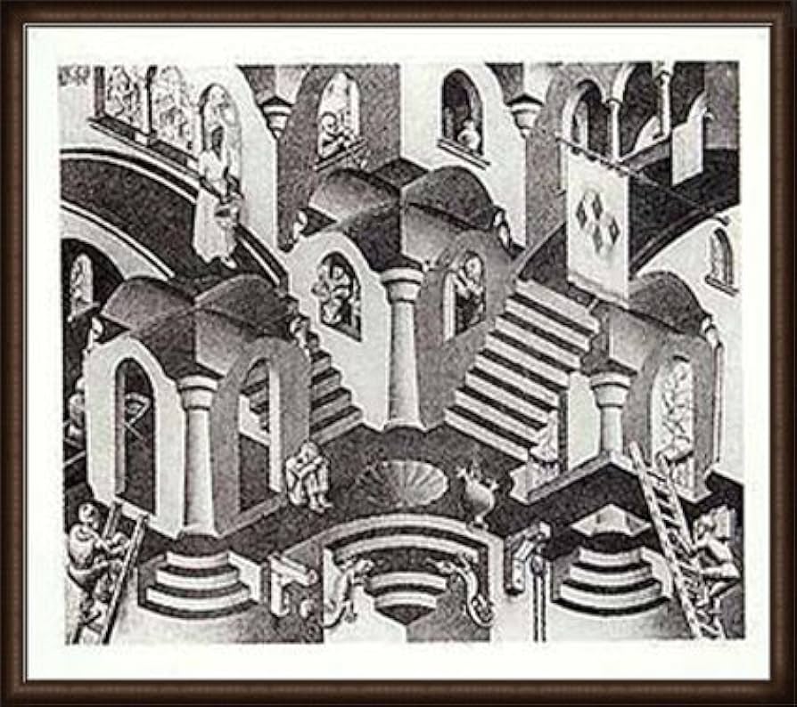 Amazon.co.jp: ポスター MC エッシャー 凹凸 額装品 ウッドハイ