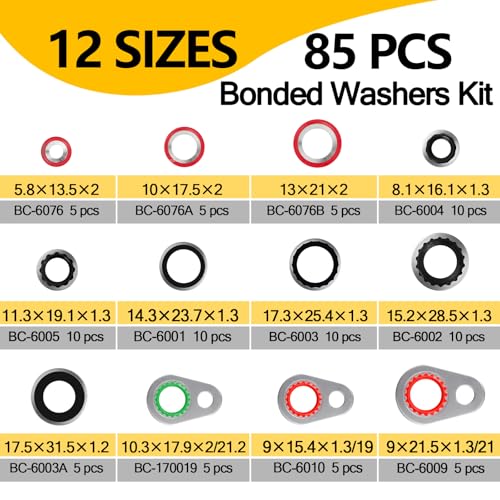 NBRINGO 265 Pcs AC O Ring & Gasket Seal Kit for R134a - Durable A/C Compressor Port Seal Washer Kit with Line Seals, Bonded Washers, Condenser & Hose Gaskets for Long-Lasting Performance