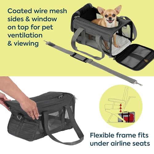 Sherpa Original Deluxe Transportbox für Haustiere, von Fluggesellschaften zugelassen und garantiert an Bord, Anthrazit, Größe S