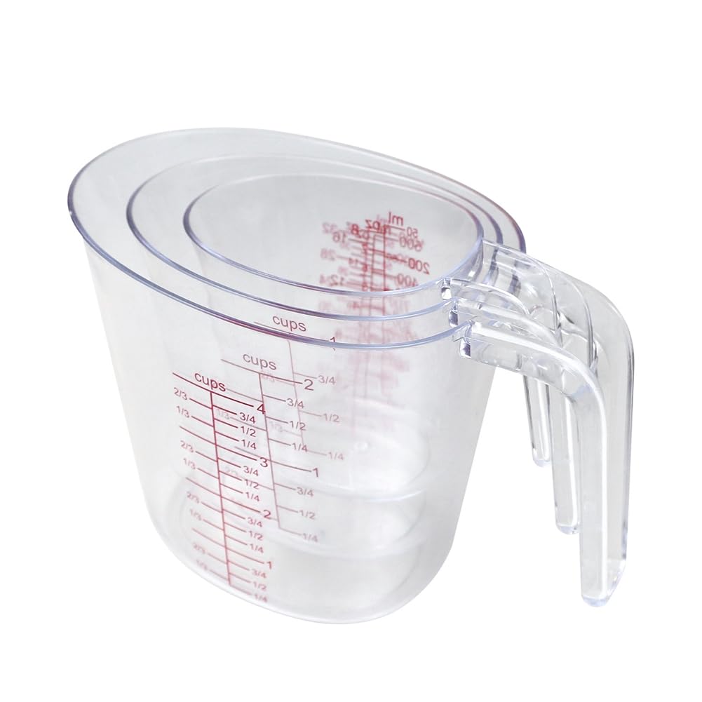 CTRLZS Measuring Cups for Baking - 50/500/1000ml Plastic Beaker with Scale, Kitchen Measuring Tools for Liquids