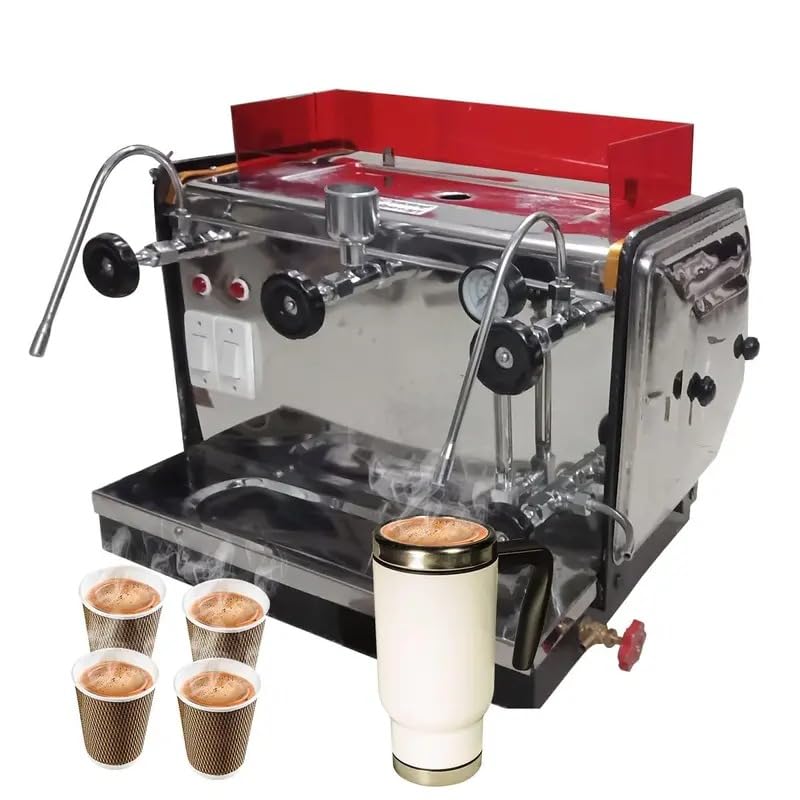 Image of RAJ KIING Espresso Coffee Machine, Stainless Steel, 14 Inches, For Shop and Banquet halls, 150 Cup Capacity, Red Top Panel