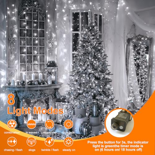 THKFUL 6x3M Curtain Lights Plug in for Bedroom,594LED Long Curtain Fairy Lights Indoor Window Waterfall Light with Remote Timer Waterproof for Hanging Wall Balocny Gazebo(White) - Image 4