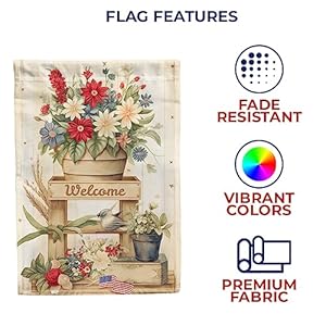 America Forever Patriotic Planter Summer House Flag Americana Primitive Rustic Farmhouse Red White Blue Floral 28 x 40 inch Double Sided Summer Yard Outdoor Decoration