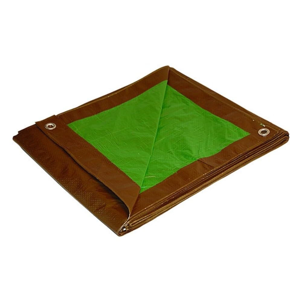 Dry Top Medium Duty Tarp, Polyethylene Aluminum, Brown/Green, 12x30 Feet