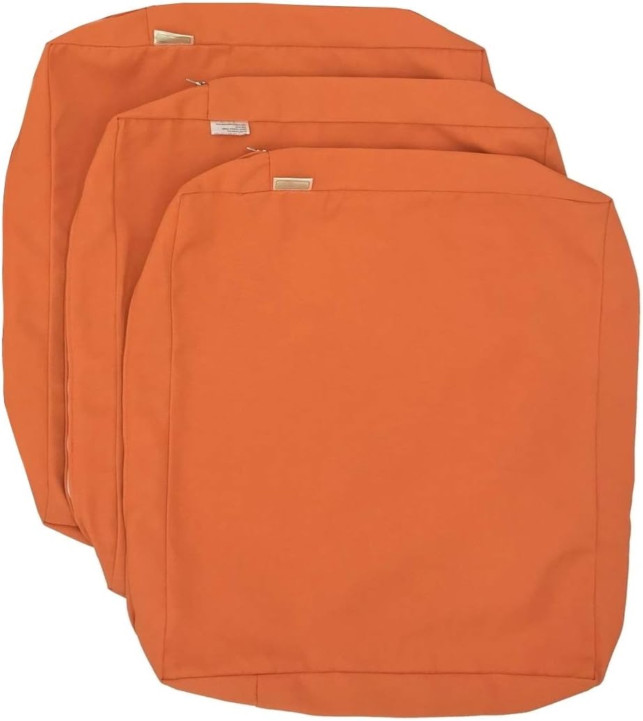 CozyLounge Sunkissed Orange Outdoor Water Repellent Patio Chair Cushion Seat Pillow Covers ONLY (24"x22"x4" (3 Covers))