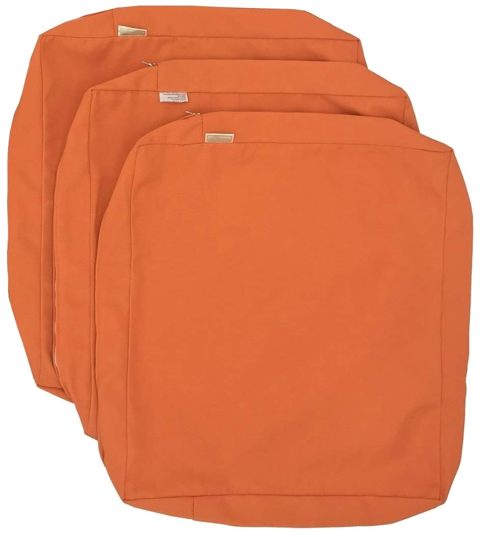 CozyLounge Sunkissed Orange Outdoor Water Repellent Patio Chair Cushion Seat Pillow Covers ONLY (24"x22"x4" (3 Covers))