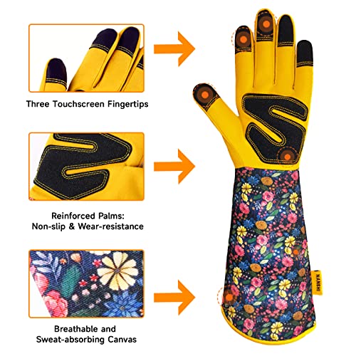 Nanshi Long Gardening Gloves For Women Rose Garden Gloves For Women Thorn Proof, Outdoor Protective Working Gloves, Long Sleeve Yard Work Gloves For Weeding, Digging, Planting, Raking And Pruning (L) #TOP1