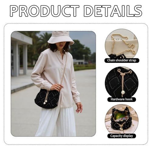 Image of Denim Bucket Bag, Denim Purses for Women, Drawstring Jean Crossbody Shoulder Purse Hobo Bag, for Commuting, Shopping, Dating