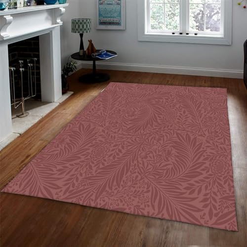 Tapis marron vintage style Morris 160x220cm lavable grand format pour salon et chambre
