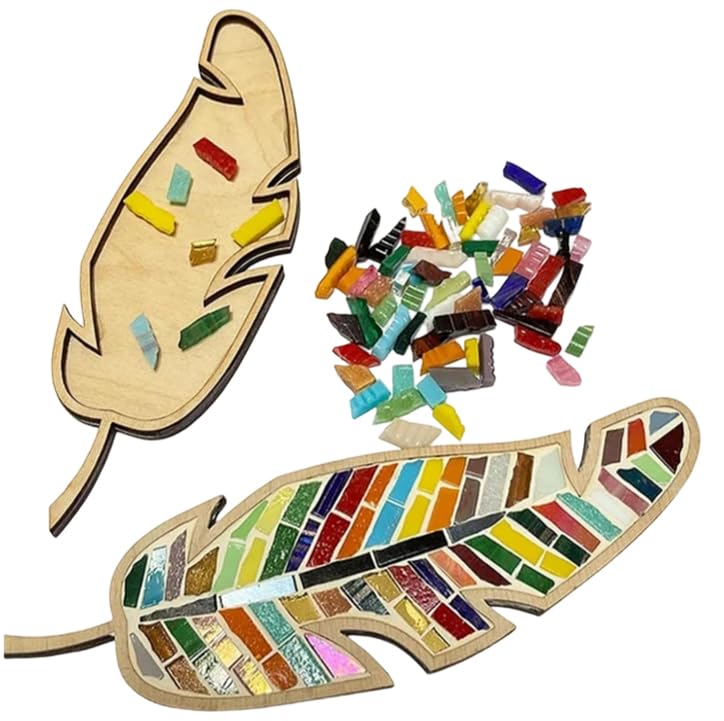 1 Pcs DIY Mosaic Tiles Art Crafts Mosaic, Mixed Colour Leaf Kit, for Kids and Adults Creative DIY Colourful Home Decoration Painting Art Handmade Artwork Best Gift Kids Girls Crafts