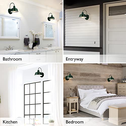 Design House 579342 Mason Industrial Modern 1 Indoor/Outdoor Wall Mount Light With Metal Shade For Porch Entryway Barn, 8 In, Forest Green #TOP1
