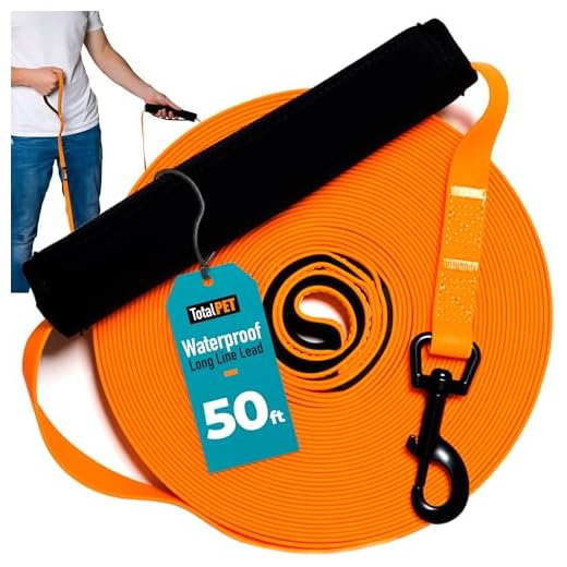 Total Pet Longe laisse de dressage pour chien en Biothane PVC imperméable avec poignée de contrôle 15 m
